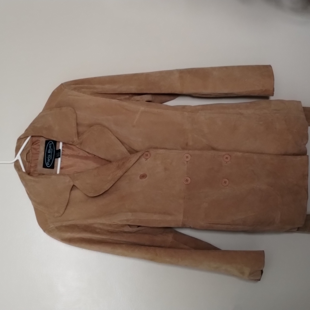 PARIS BLUE'S OUTWEAR. WOMEN 100% LEATHER SUEDE MID BLAZER JACKET W/ POCKETS